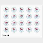 Red Airplane Baby shower Ronde Sticker (Vel)