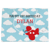 Red Airplane Gift Bags - Schattige Plane Cloud Ver Groot Cadeauzakje (Voorkant)
