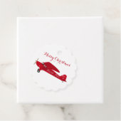 Red Airplane Merry kerstcadeautjes Labels (In situ)