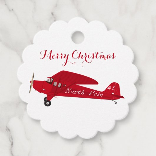 Red Airplane Merry kerstcadeautjes Labels (Voorkant)