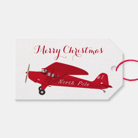  Red Airplane Merry kerstcadeautjes Labels Cadeaulabel (Voorkant (Horizontaal))