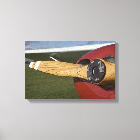 Red Airplane Wooden Propeller Canvas Afdruk (Voorkant)