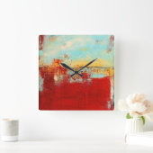 Red Alaskan Abstract Vierkante Klok (Huis)