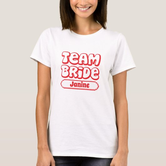 Red Alert: Pixel Perfect Team Bride T-shirt (Voorkant)
