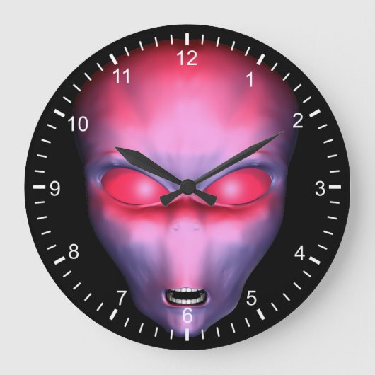 Red Alien Face Grote Klok (Voorkant)