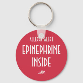 Red Allergy Personalized Medicine Epinefrine Kinde Sleutelhanger