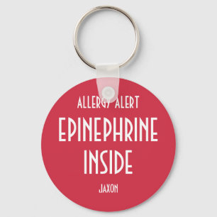 Red Allergy Personalized Medicine Epinefrine Kinde Sleutelhanger
