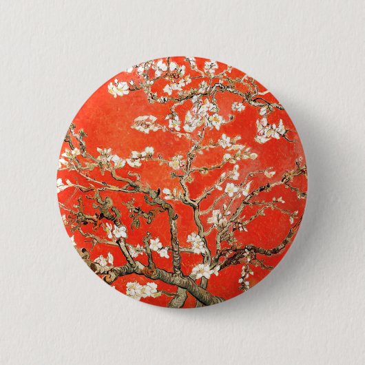 Red Almond Blossoms - Vincent Van Gogh Ronde Button 5,7 Cm (Voorkant)