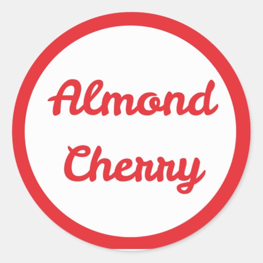 RED Almond Cherry Flavor Round Sticker (Devant)