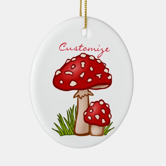 Red Amanita Mushrooms Thunder_Cove Keramisch Ornament (Rechts)