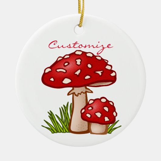 Red Amanita Mushrooms Thunder_Cove Keramisch Ornament (Voorkant)