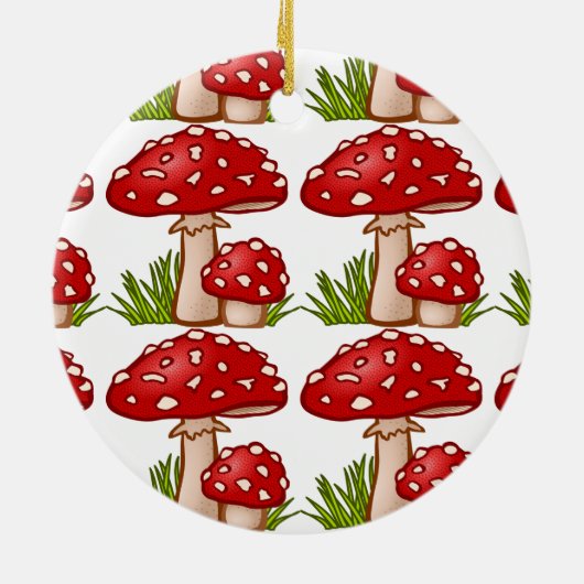 Red Amanita Mushrooms Thunder_Cove Keramisch Ornament (Achterkant)