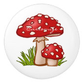 Red Amanita Mushrooms Thunder_Cove Keramische Knop (Voorkant)
