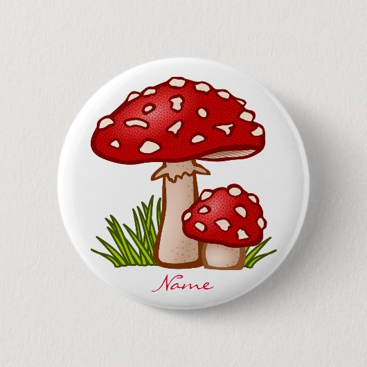 Red Amanita Mushrooms Thunder_Cove Ronde Button 5,7 Cm (Voorkant)