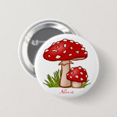 Red Amanita Mushrooms Thunder_Cove Ronde Button 5,7 Cm (Voorkant /achterkant)