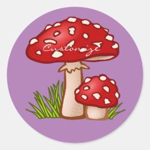 Red Amanita Mushrooms Thunder_Cove Ronde Sticker