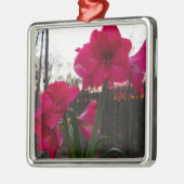 Red Amaryllis en Winter Sunrise Metalen Ornament (Links)