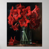 Red Amaryllis Fleurs Art Imprimer Poster (Devant)
