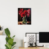 Red Amaryllis Fleurs Art Imprimer Poster (Bureau à domicile)