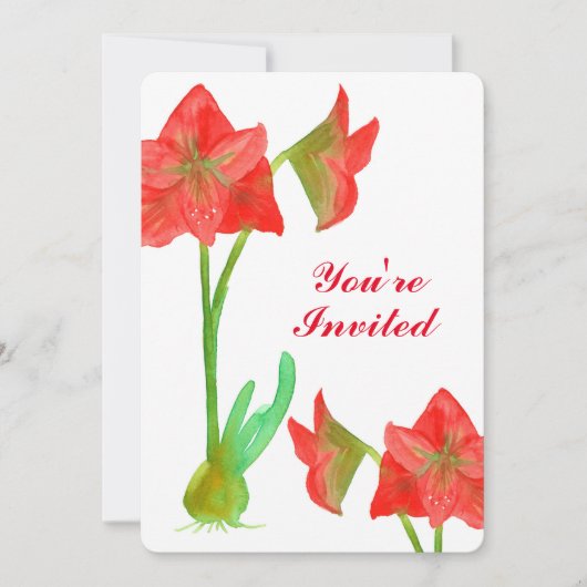 Red Amaryllis Flowers 50e anniversaire Invitation (Devant)