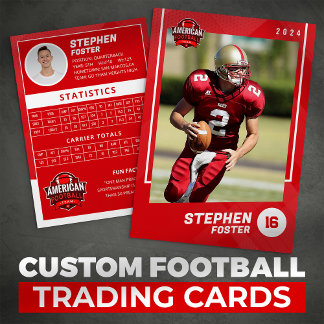 Red American Football Player Trading Kaart Contactkaartje