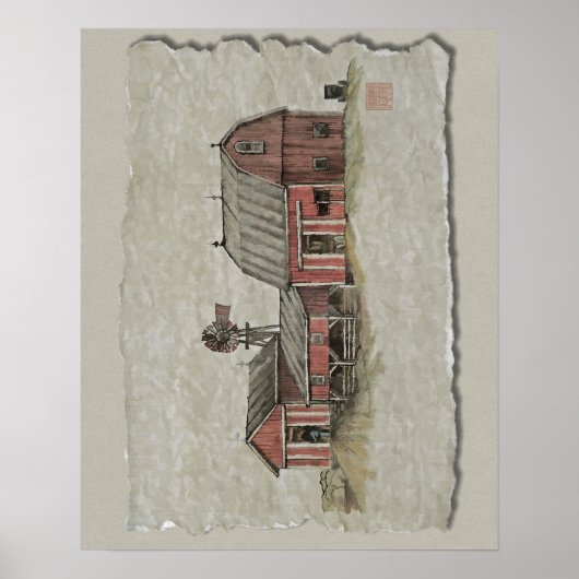 Red Amish Barn & Windmill Poster (Voorkant)
