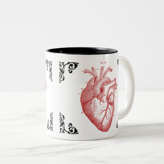 Red Anatomical Heart Art Decoratieve Mok (Voorkant rechts)