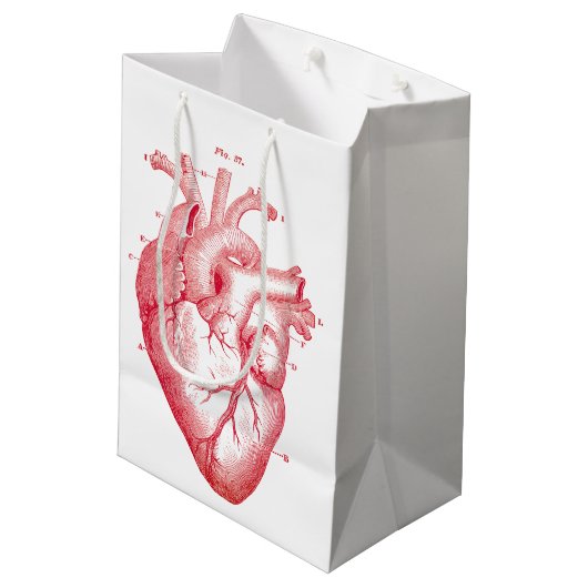 Red Anatomical Heart  Print Medium Gift Bag Medium Cadeauzakje (Achterkant Gekanteld)