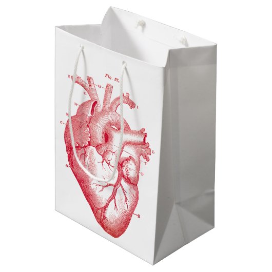 Red Anatomical Heart Print Medium Gift Bag Medium Cadeauzakje (Voorkant Gekanteld)