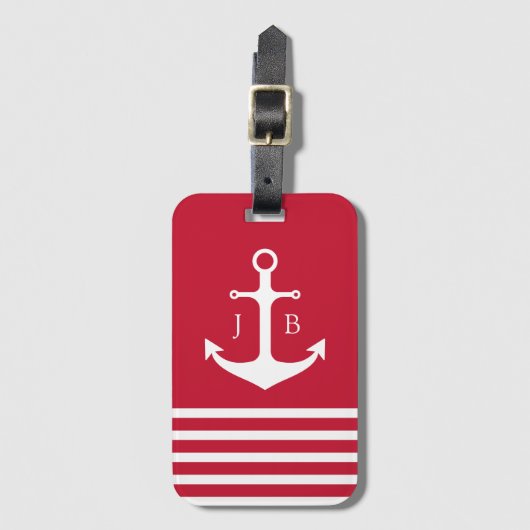 Red Anchor Monogram Cruiseschip Bagagelabel (Voorkant (verticaal))