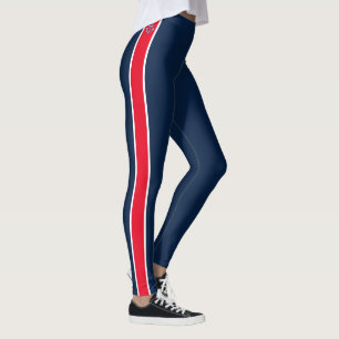 Red Anchor Nautical Red Stripes Navy Blue Le Leggings