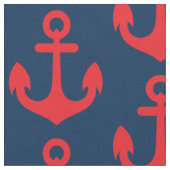 Red Anchor op Navy Blue Background Pattern Stof (Close Up)
