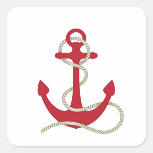 Red Anchor Vierkante Sticker (Voorkant)