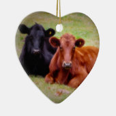 Red and Black Angus Share Love and Hugs Keramisch Ornament (Rechts)