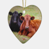 Red and Black Angus Share Love and Hugs Keramisch Ornament (Links)