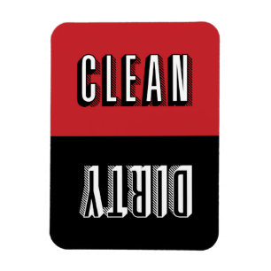 Red and Black Block Modern Typography Dishwasher Magneet