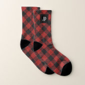 Red and Black Buffalo Plaid Monogram (Paire)
