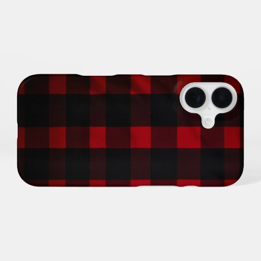 Red and Black Buffalo Plaid Pattern iPhone 16 Hoesje (Achterkant horizontaal)