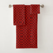 Red and black checkered towel set (En situation)