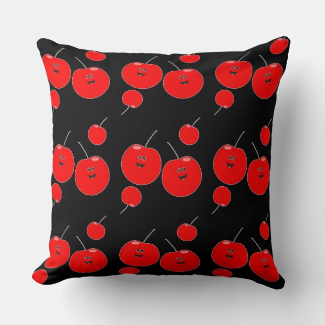 Red and Black Cherry Pattern Kussen (Voorkant)