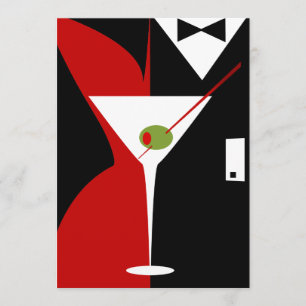 Red and Black Classy Martini Cocktail Kaart