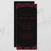 Red and Black Damask Programme de mariage gothique (Devant / Derrière)