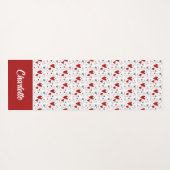 Red and Black Doodle Hearts Custom Monogram Name Yogamat (Achterkant (horizontaal))