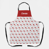 Red and Black Doodle Hearts Retro Custom Name Schort (Voorkant)