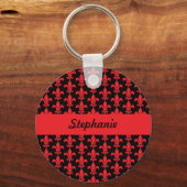Red and Black Fleur de Lis Pattern Sleutelhanger (Voorkant)