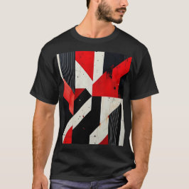 Red and Black Geometric Design  T-shirt