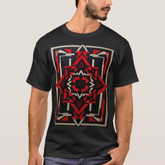 Red and Black Geometric Design T-shirt (Voorkant)
