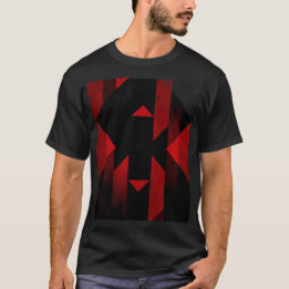Red and Black Geometric Design T-shirt