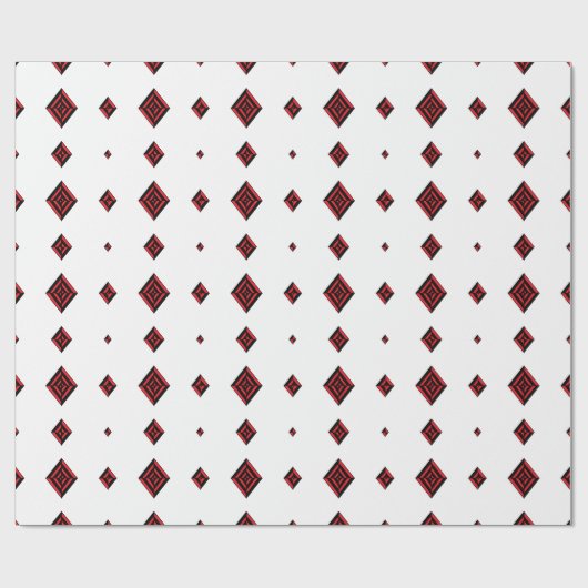 Red and Black Geometric Diamond Pattern Modern Tot Cadeaupapier (Vlak)