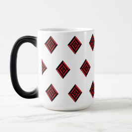 Red and Black Geometric Diamond Pattern Modern Tot Magische Mok